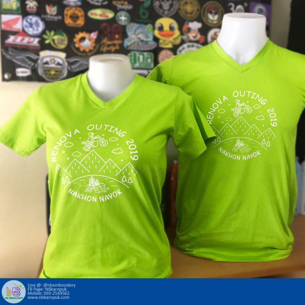 งานสกรีนเสื้อยืดสีเขียว